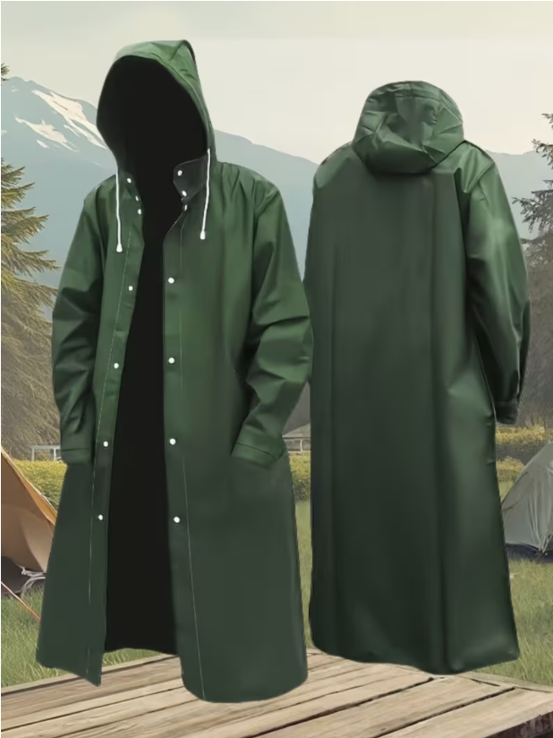Waterproof Hooded Long Raincoat Unisex