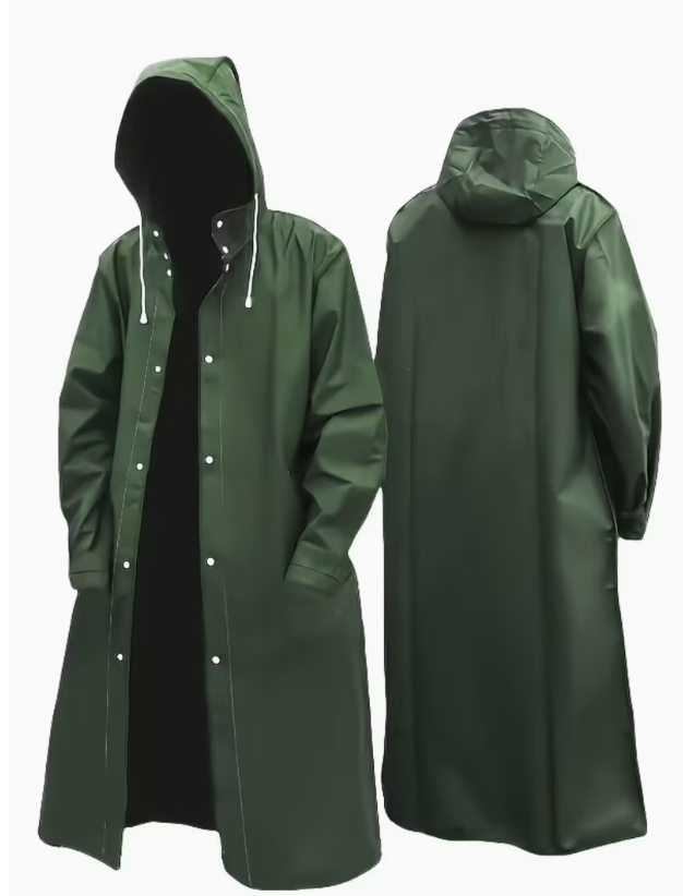 Waterproof Hooded Long Raincoat Unisex